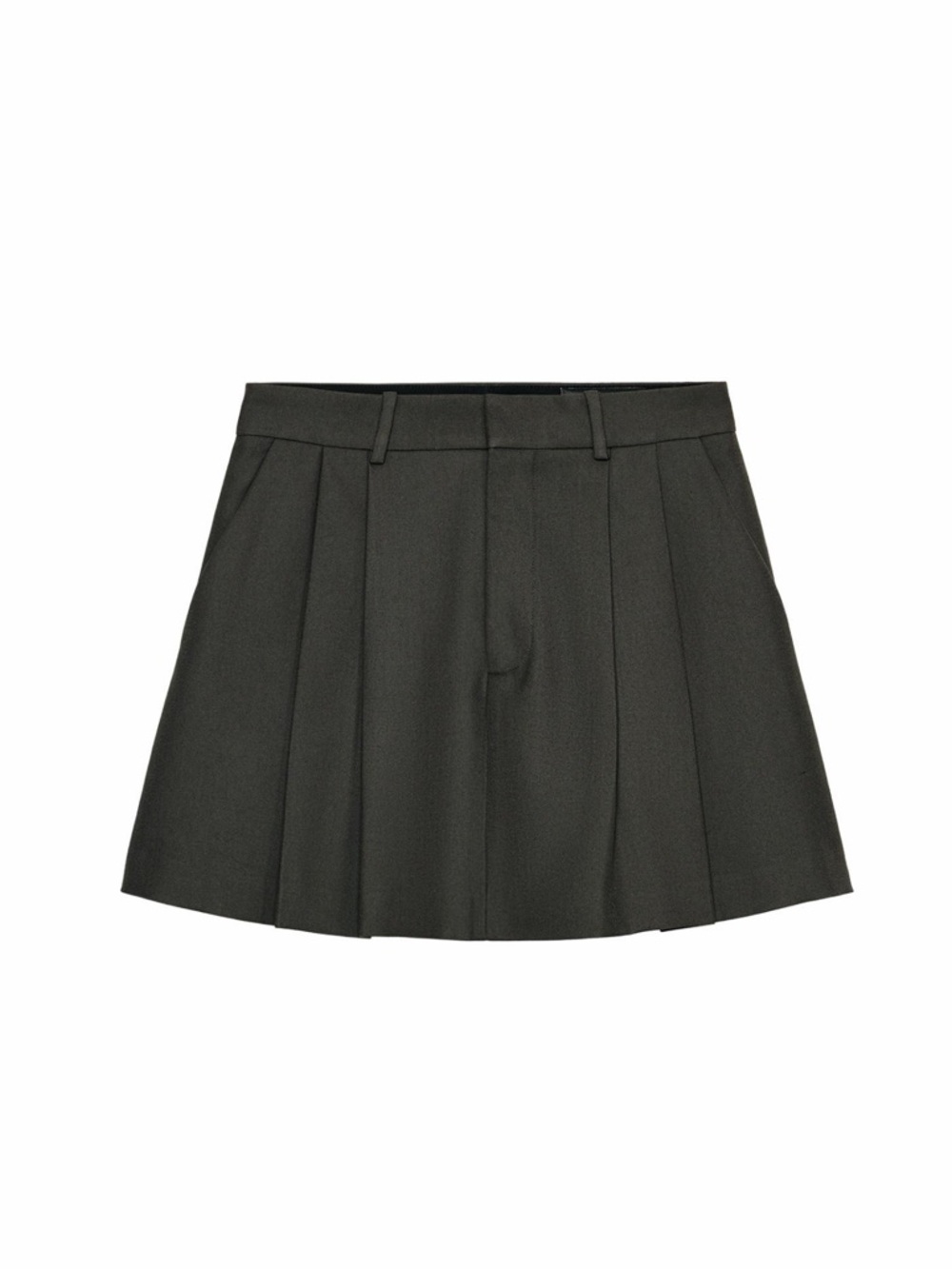 NWT Zara Pleated Mini Skirt in Dark Khaki